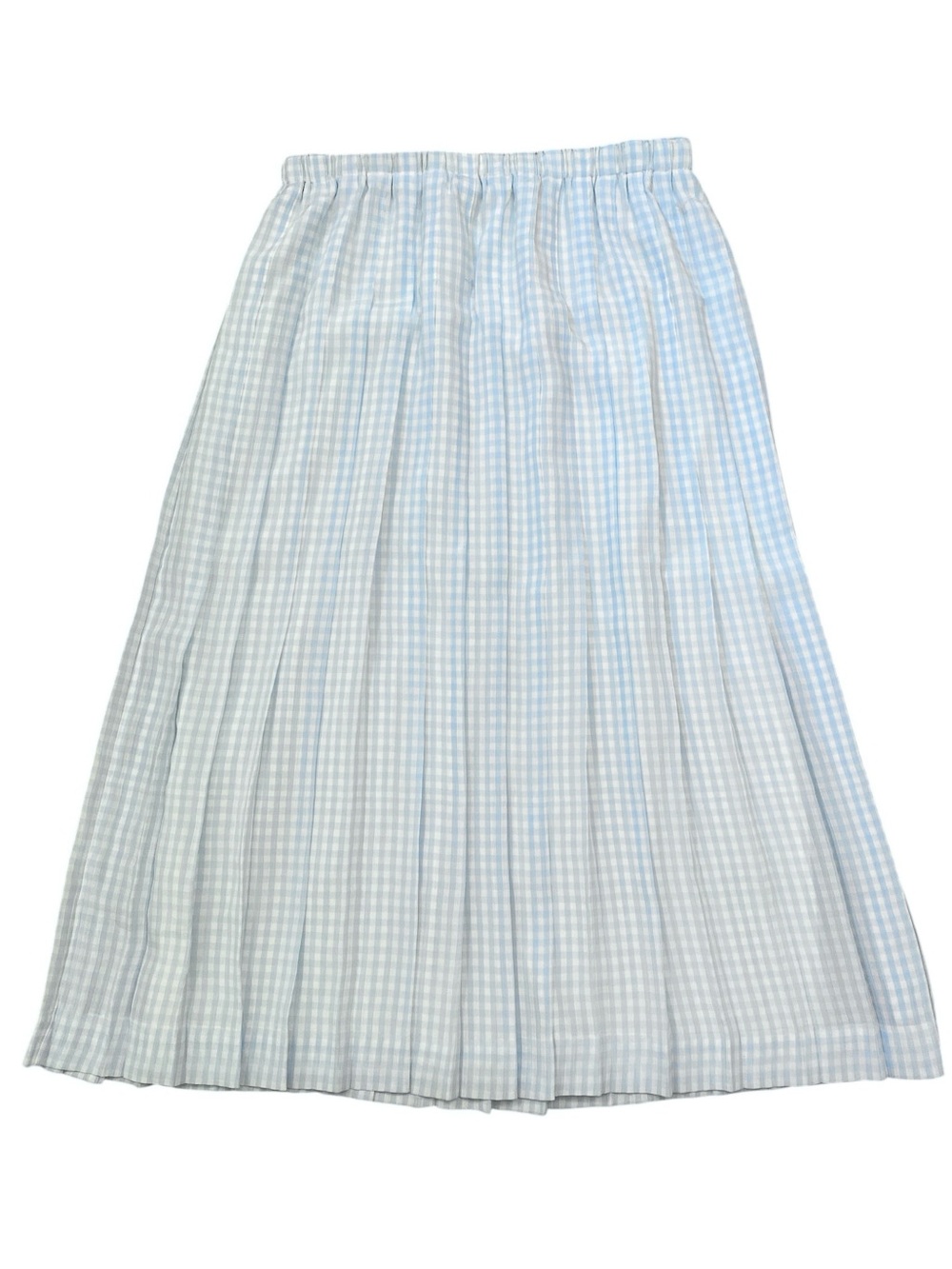 Susan Bristol Light Blue & White Gingham Pleated Midi Skirt